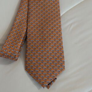 Orange and Blue Patterned Men's Tie